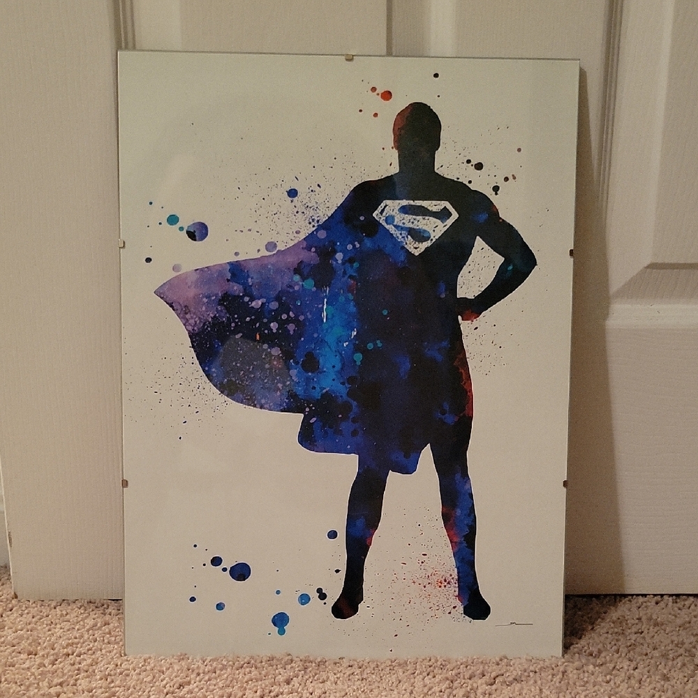 Superman Silhouette Art Print with Glass Frame